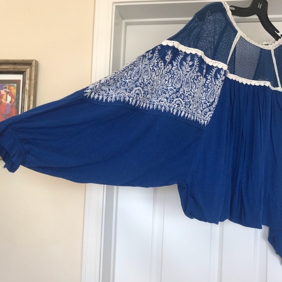 NWT Free People Statement Sleeve Blouse Sz Med - Picture 2 of 8